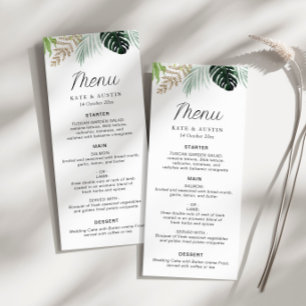 tropical palm leaves greenery floral wedding menu