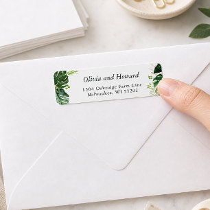 Tropical Palm Leaves Greenery Return Address Label