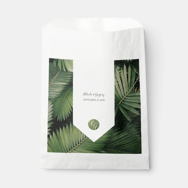 Tropical Palm Leaves Greenery Wedding   Favour Bag (Front)