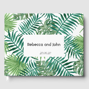 Tropical Palm Leaves Greenery Wedding Guest Book