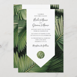 Tropical Palm Leaves Greenery Wedding Invitations