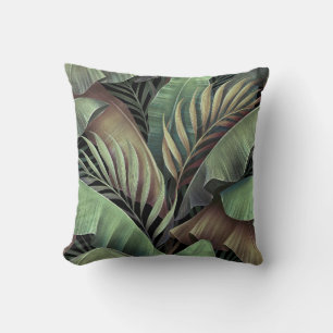 Tropical palm leaves, hand-drawn 3D illustration. Cushion