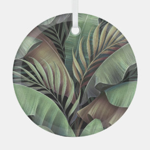 Tropical palm leaves, hand-drawn 3D illustration. Glass Tree Decoration