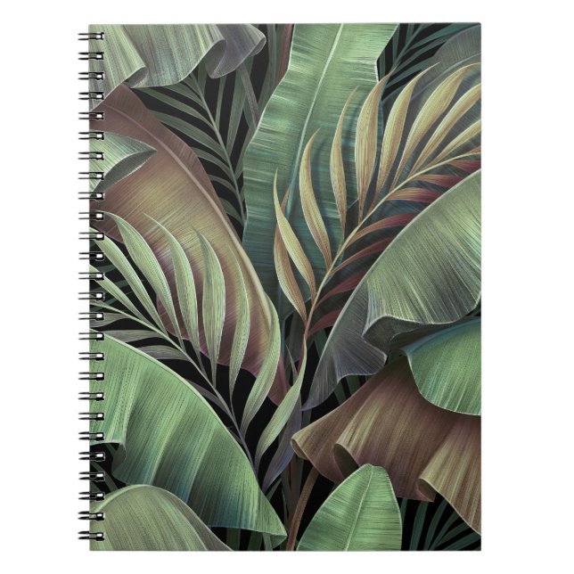 Tropical palm leaves, hand-drawn 3D illustration. Notebook (Front)