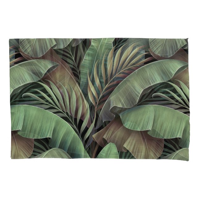 Tropical palm leaves, hand-drawn 3D illustration. Pillowcase (Front)