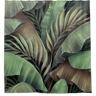Tropical palm leaves, hand-drawn 3D illustration. Shower Curtain