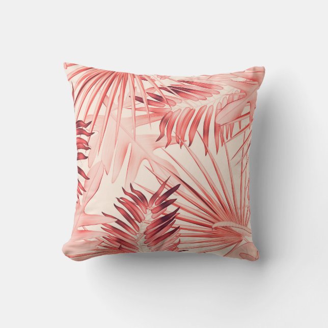 Tropical Palm Leaves, Hawaiian Stylish Pattern. Cushion (Front)