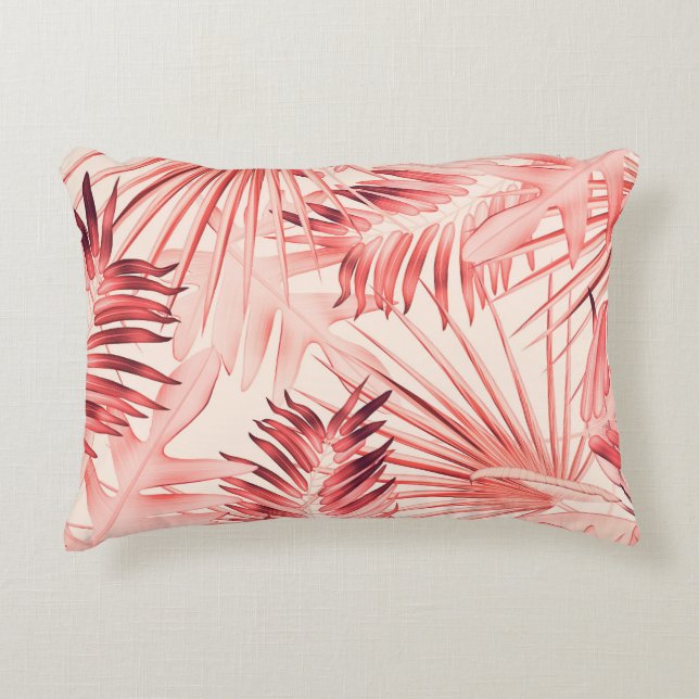 Tropical Palm Leaves, Hawaiian Stylish Pattern. Decorative Cushion (Front)