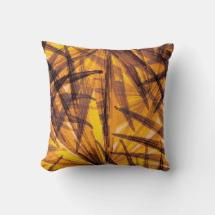 Tropical palm leaves illustration pattern cushion