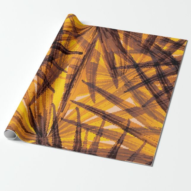 Tropical palm leaves illustration pattern wrapping paper (Unrolled)