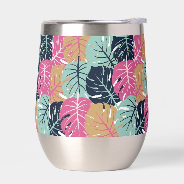 Tropical Palm Leaves in Pink & Blue |  (Left)