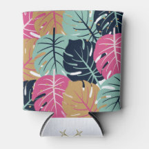 Tropical Palm Leaves in Pink & Blue | Beverage 