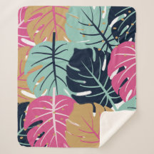 Tropical Palm Leaves in Pink & Blue | Cosy