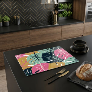 Tropical Palm Leaves in Pink & Blue   Decorative Cutting Board