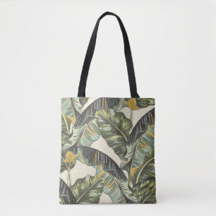 Tropical palm leaves, jungle leaf seamless vintag tote bag