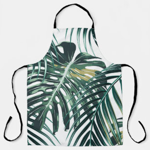 Tropical palm leaves, jungle leaves seamless flora apron