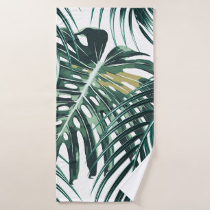 Tropical palm leaves, jungle leaves seamless flora bath towel