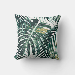 Tropical palm leaves, jungle leaves seamless flora cushion