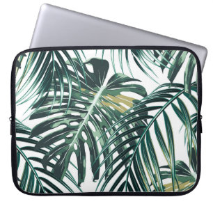 Tropical palm leaves, jungle leaves seamless flora laptop sleeve