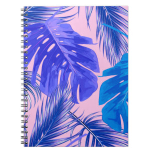 Tropical palm leaves, jungle leaves seamless flora notebook