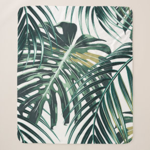Tropical palm leaves, jungle leaves seamless flora sherpa blanket