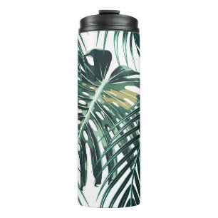 Tropical palm leaves, jungle leaves seamless flora thermal tumbler