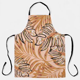 Tropical palm leaves, jungle. Vintage floral patte Apron