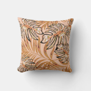 Tropical palm leaves, jungle. Vintage floral patte Cushion