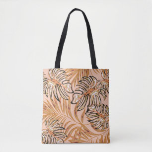 Tropical palm leaves, jungle. Vintage floral patte Tote Bag