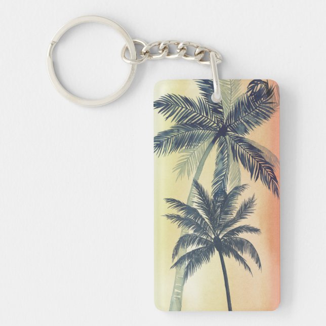 Tropical Palm Leaves Key Ring (Front)