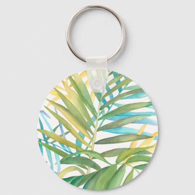 Tropical Palm Leaves Key Ring (Front)