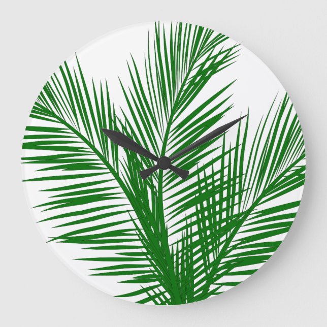 Tropical Palm Leaves Large Clock (Front)