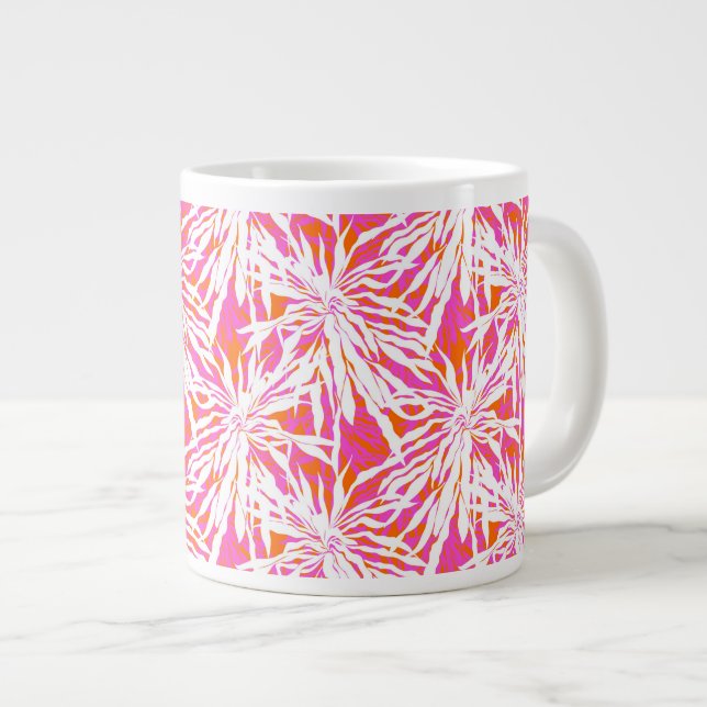 Tropical Palm Leaves Large Coffee Mug (Front Right)