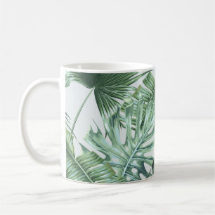 Tropical palm leaves, monstera, banana leaf, jungl coffee mug