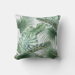 Tropical palm leaves, monstera, banana leaf, jungl cushion