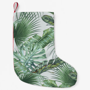 Tropical palm leaves, monstera, banana leaf, jungl small christmas stocking