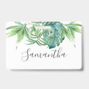Tropical Palm Leaves Name Tags ID Badge
