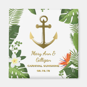 Tropical Palm Leaves Nautical Anchor Wedding Favou Magnet