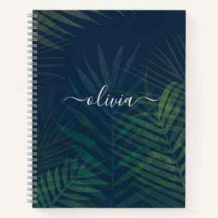 Tropical Palm Leaves Notebook – Dark Green Jungle 