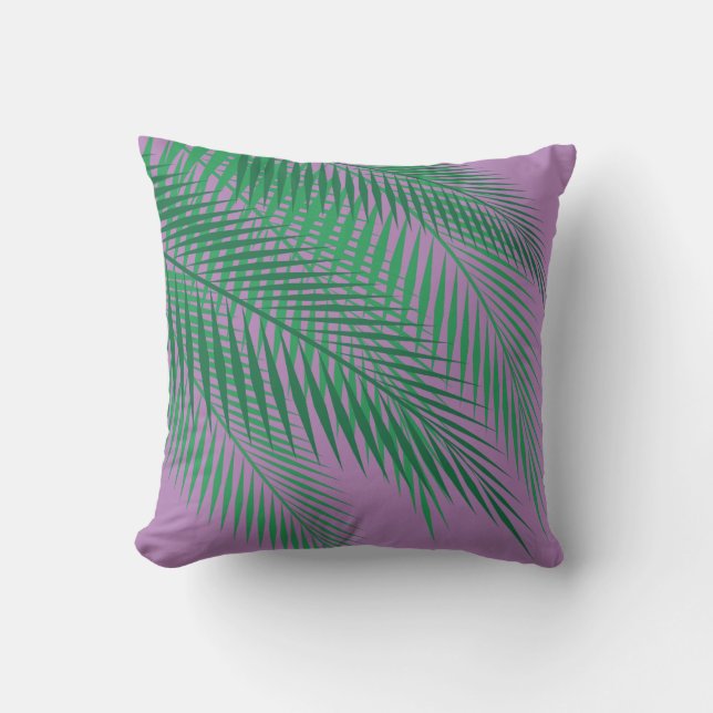 Tropical Palm Leaves on Purple - Outdoor Outdoor Cushion (Front)