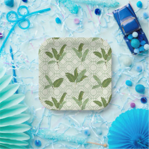 Tropical Palm Leaves Paper Plate