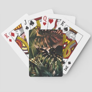Tropical Palm Leaves Parrots Green Playing Cards