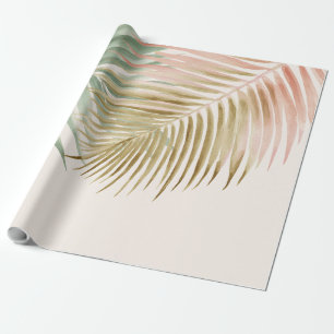 Tropical Palm Leaves Pastel Pink Green Blue  Wrapping Paper