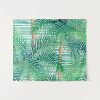 Tropical Palm Leaves Pattern Art Tapestry