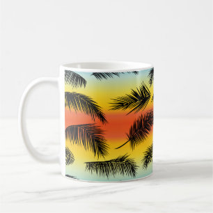 Tropical palm leaves pattern coffee mug