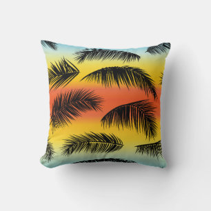 Tropical palm leaves pattern cushion