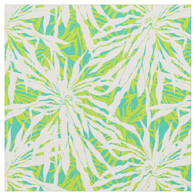 Tropical Palm Leaves Pattern Fabric (Close Up)