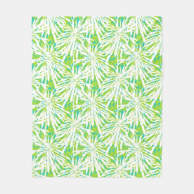 Tropical Palm Leaves Pattern Fleece Blanket (Front)