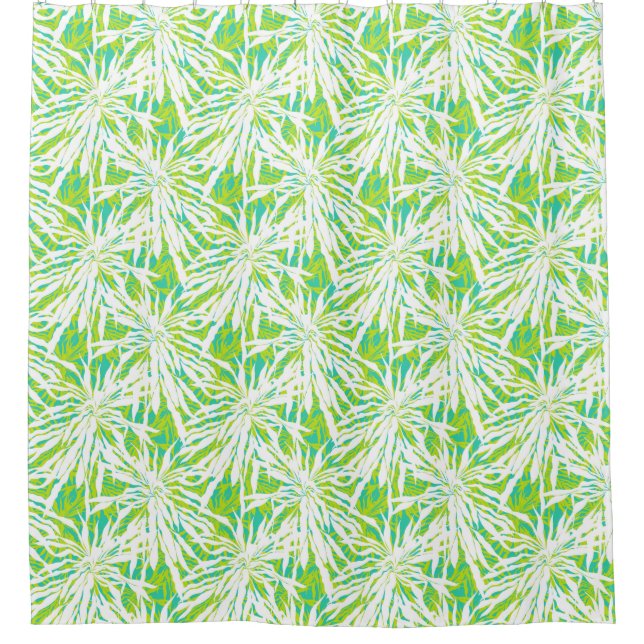 Tropical Palm Leaves Pattern Shower Curtain (Front)