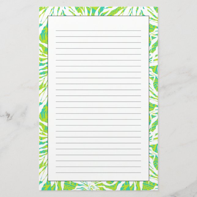 Tropical Palm Leaves Pattern Stationery (Front)